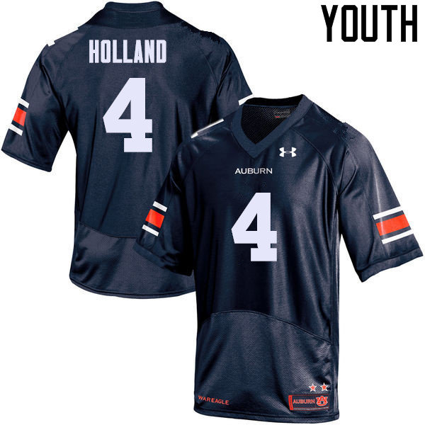 Youth Auburn Tigers #4 Jeff Holland Navy College Stitched Football Jersey